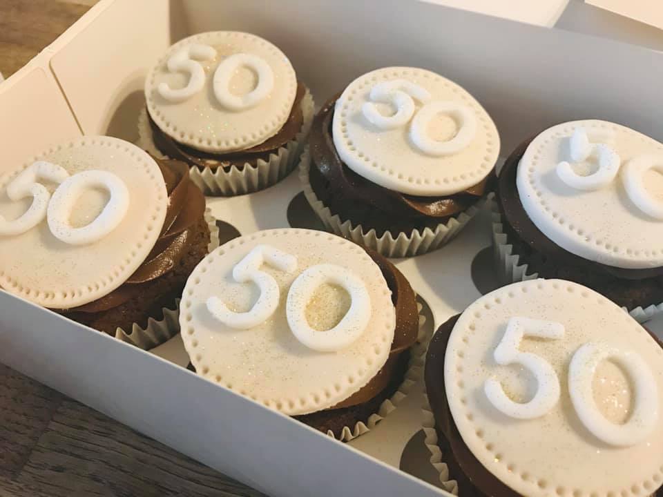 cupcakes with number 50 on top 
