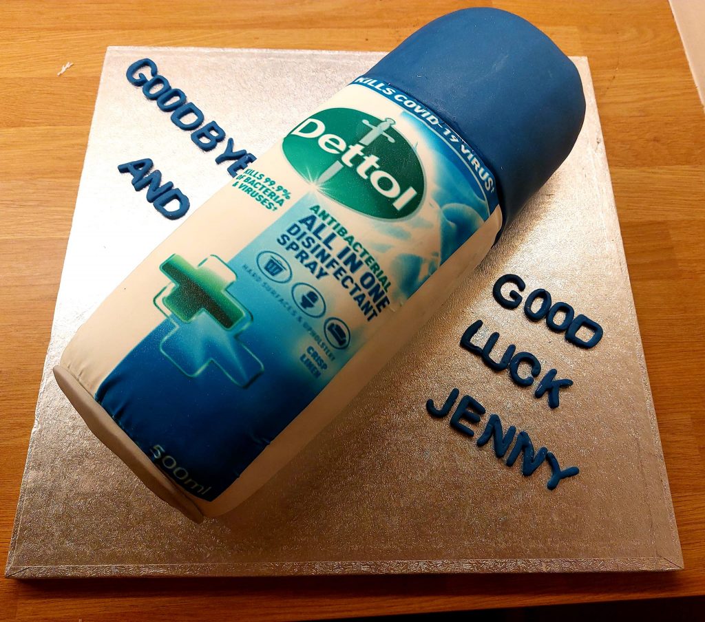 Cake in the shape of a Dettol can 