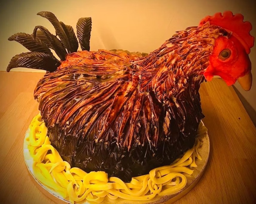 cake in the shape of a chicken 