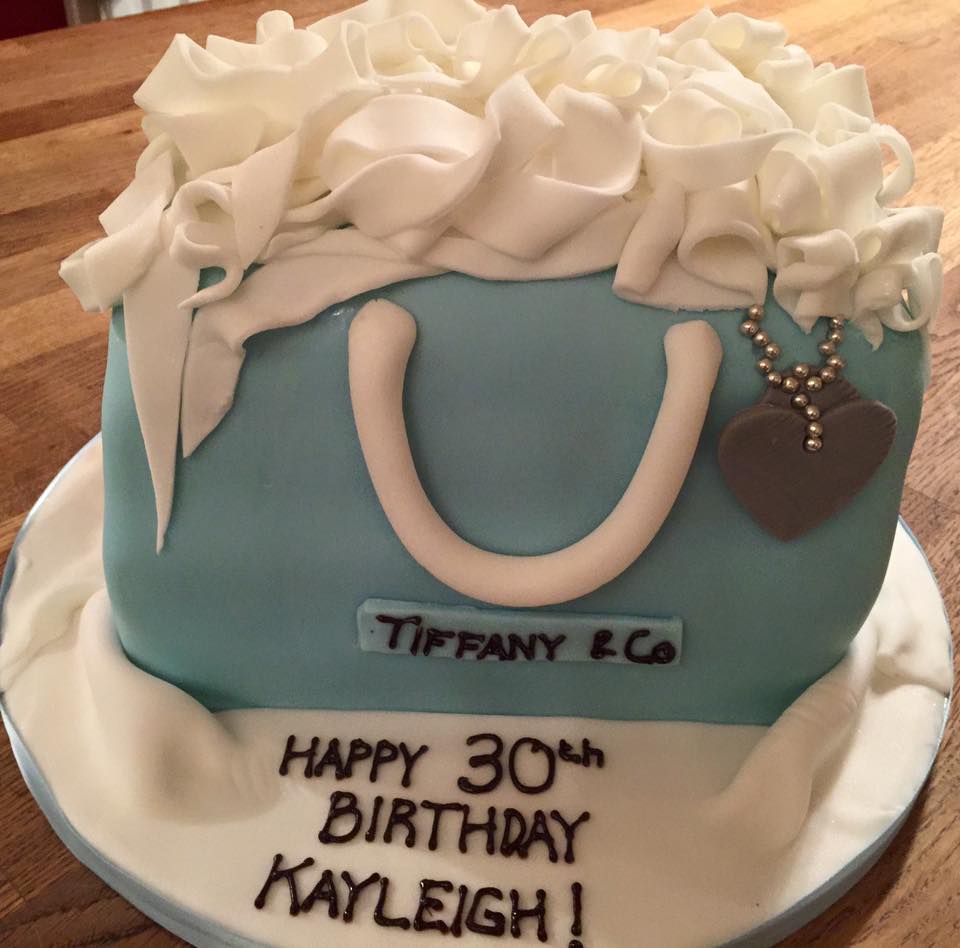 Cake in the shape a Tiffany handbag  by creative cakes by kaz 